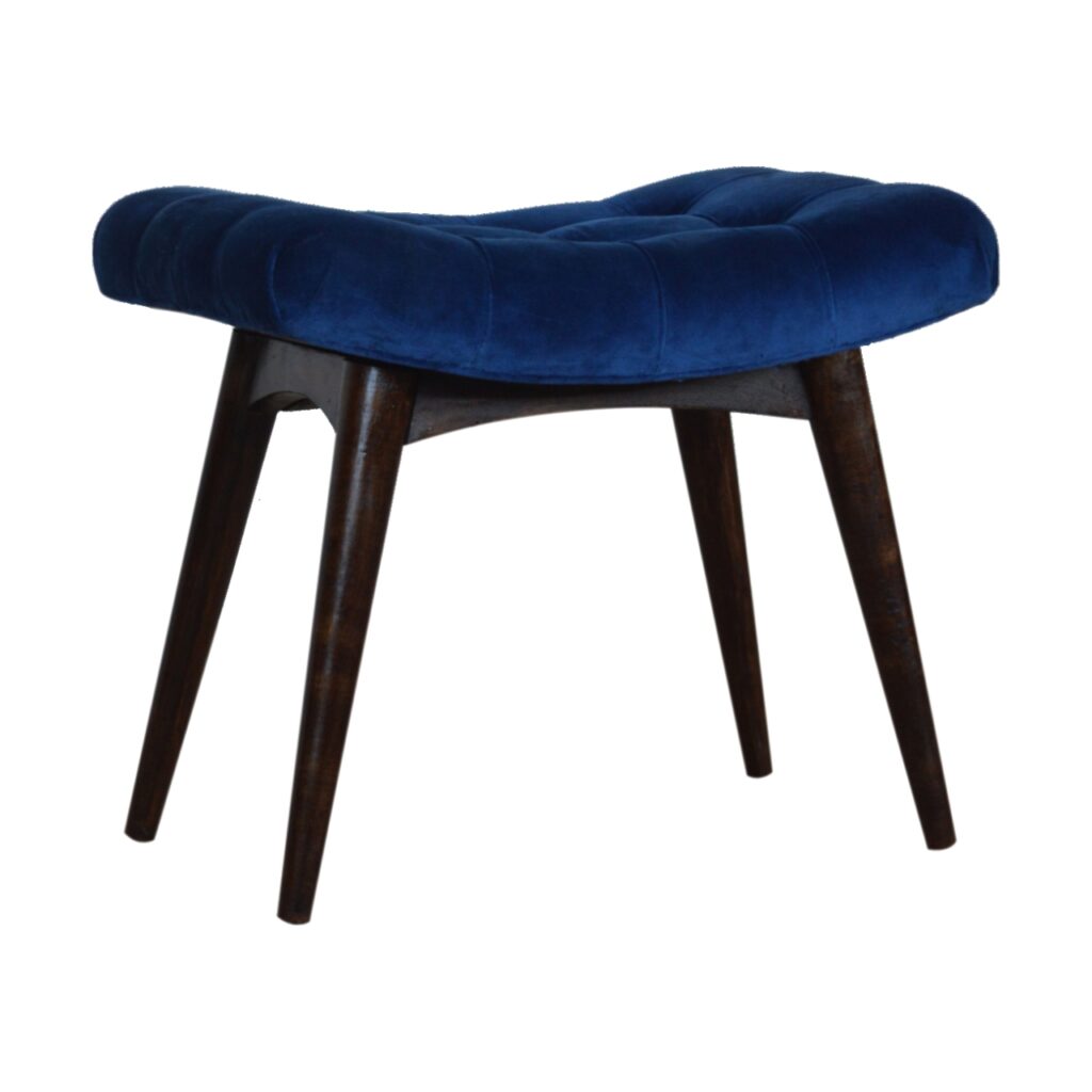 Royal Blue Cotton Velvet Bench - Image 7