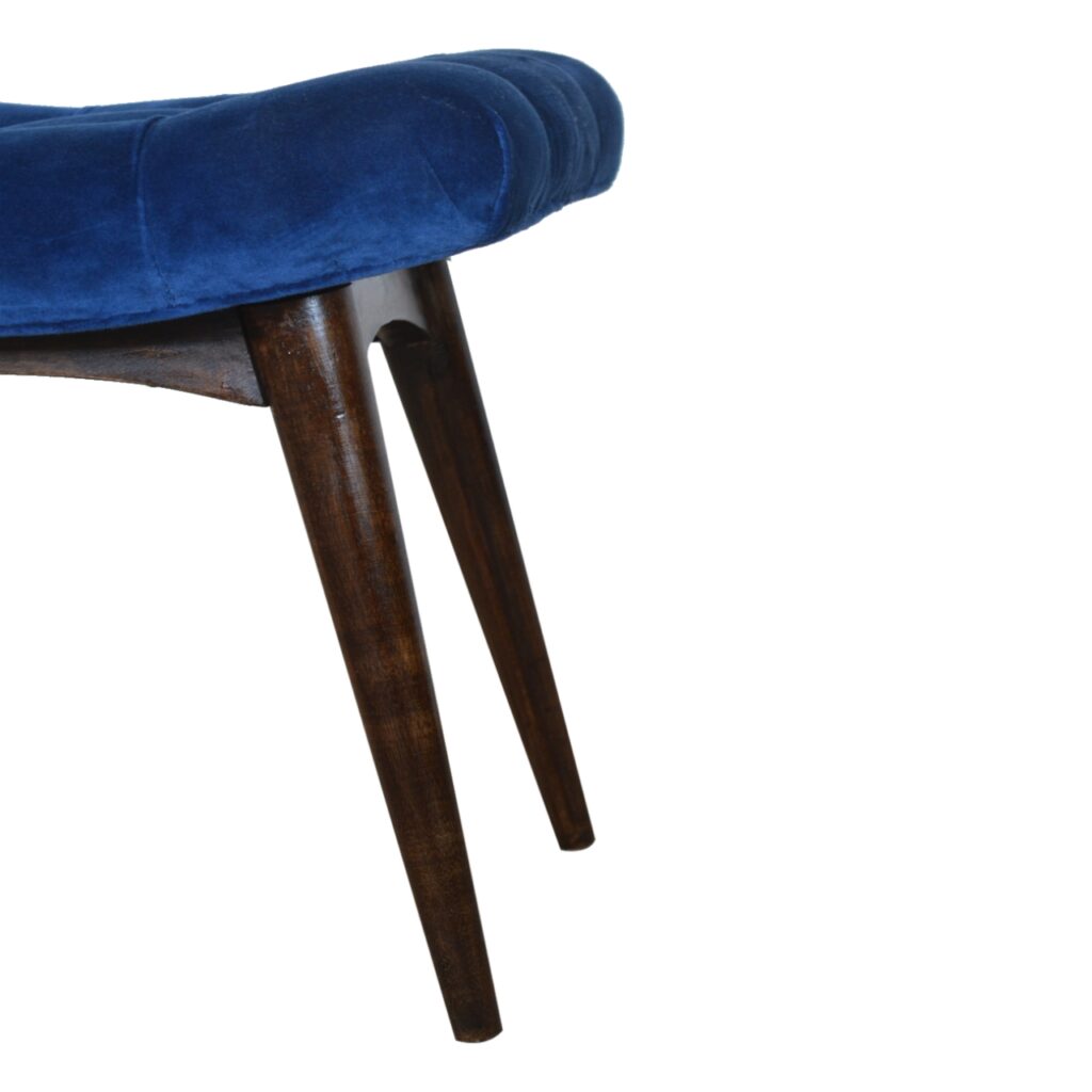 Royal Blue Cotton Velvet Bench - Image 8