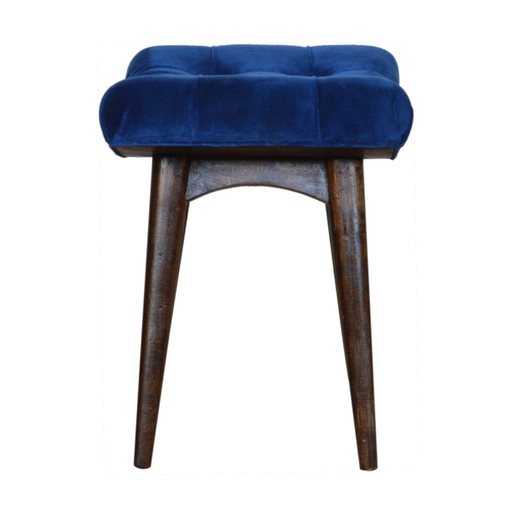 Royal Blue Cotton Velvet Bench - Image 9