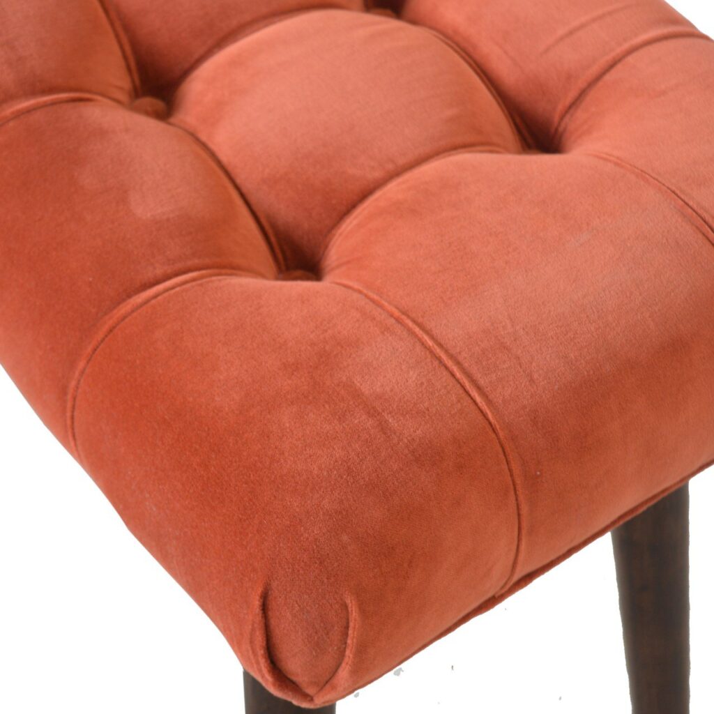 Brick Cotton Velvet Curve Bench - Image 8
