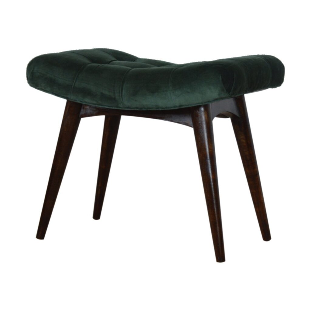 Emerald Velvet Curve Bench - Image 2