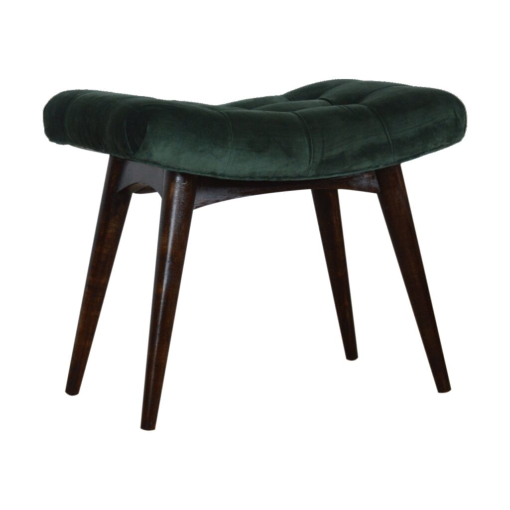 Emerald Velvet Curve Bench - Image 3