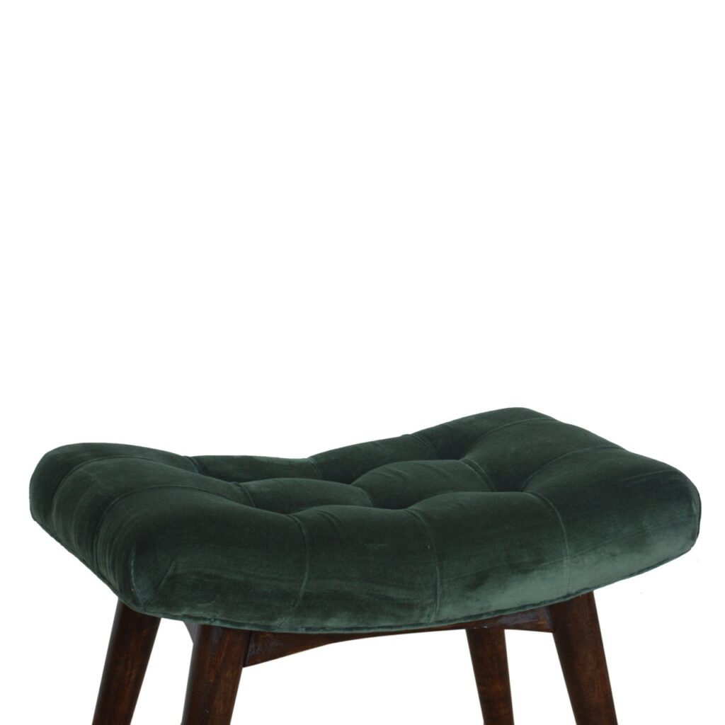 Emerald Velvet Curve Bench - Image 5