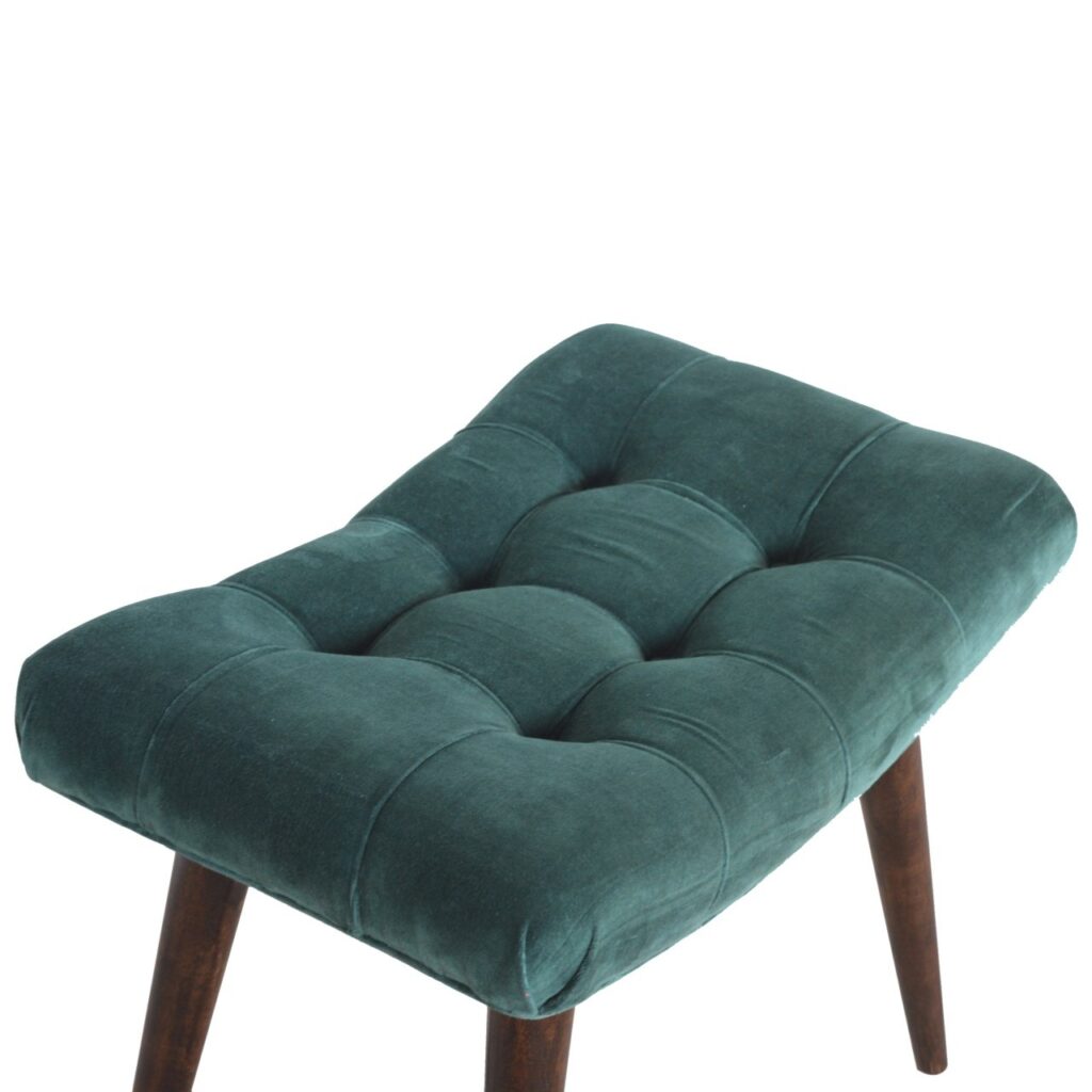 Emerald Velvet Curve Bench - Image 7