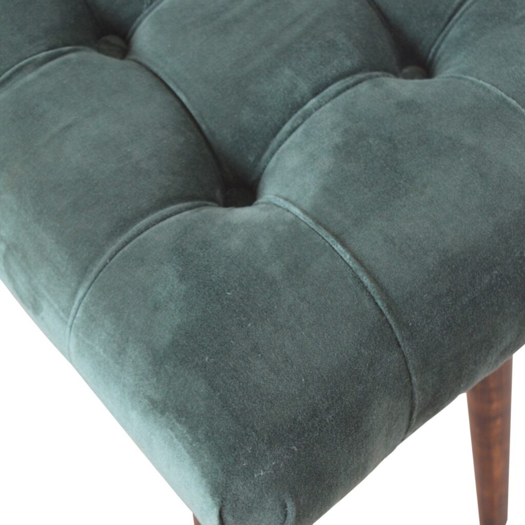 Emerald Velvet Curve Bench - Image 4