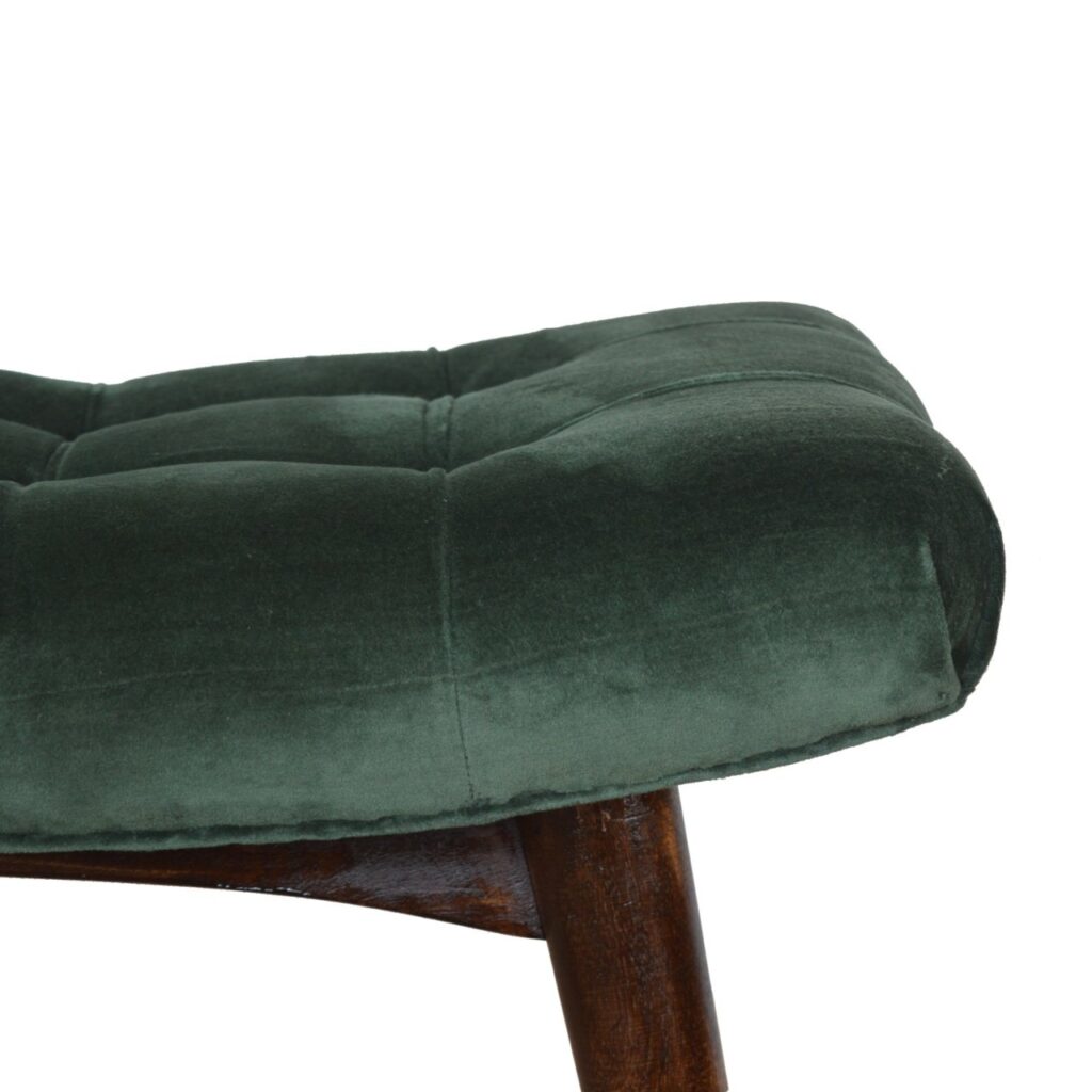 Emerald Velvet Curve Bench - Image 6
