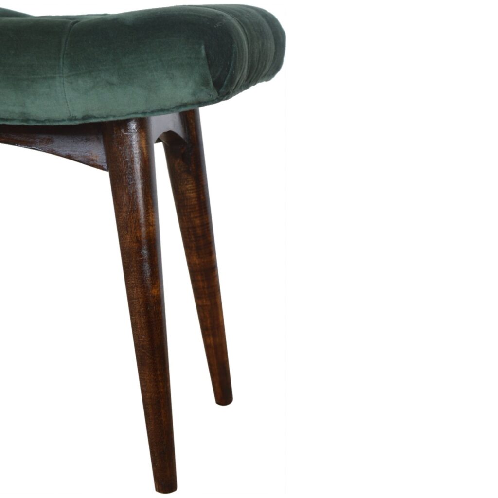 Emerald Velvet Curve Bench - Image 8