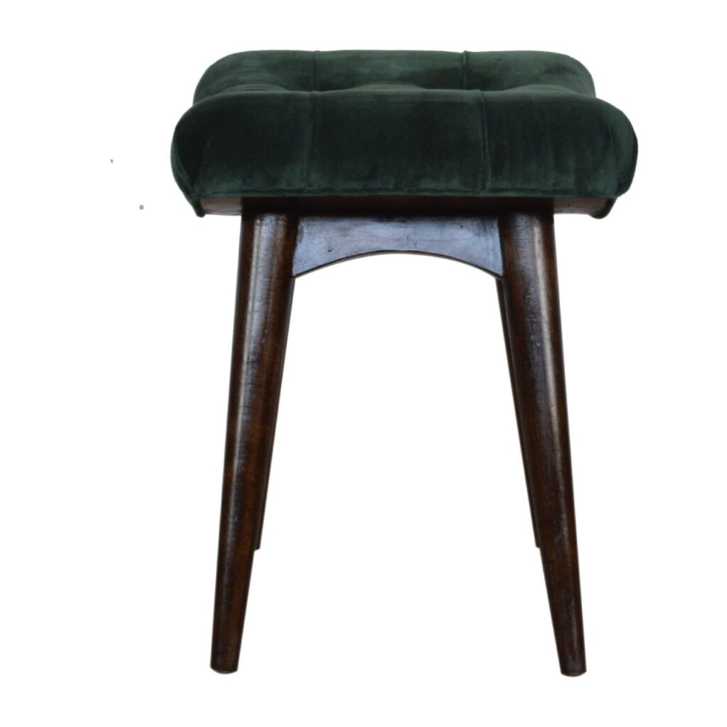 Emerald Velvet Curve Bench - Image 9