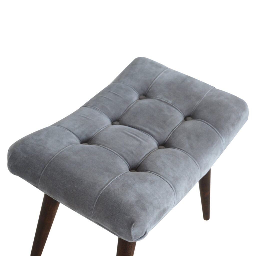 Grey Cotton Velvet Curved Bench - Image 8