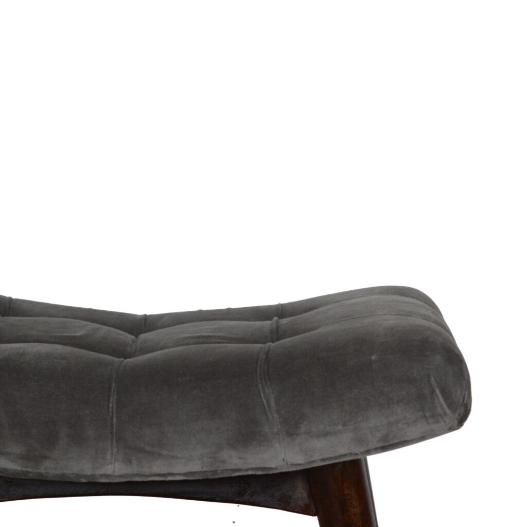 Grey Cotton Velvet Curved Bench - Image 7