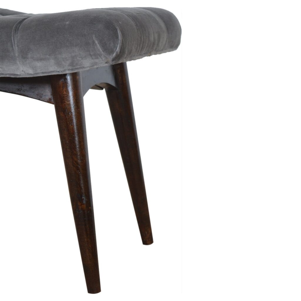 Grey Cotton Velvet Curved Bench - Image 6