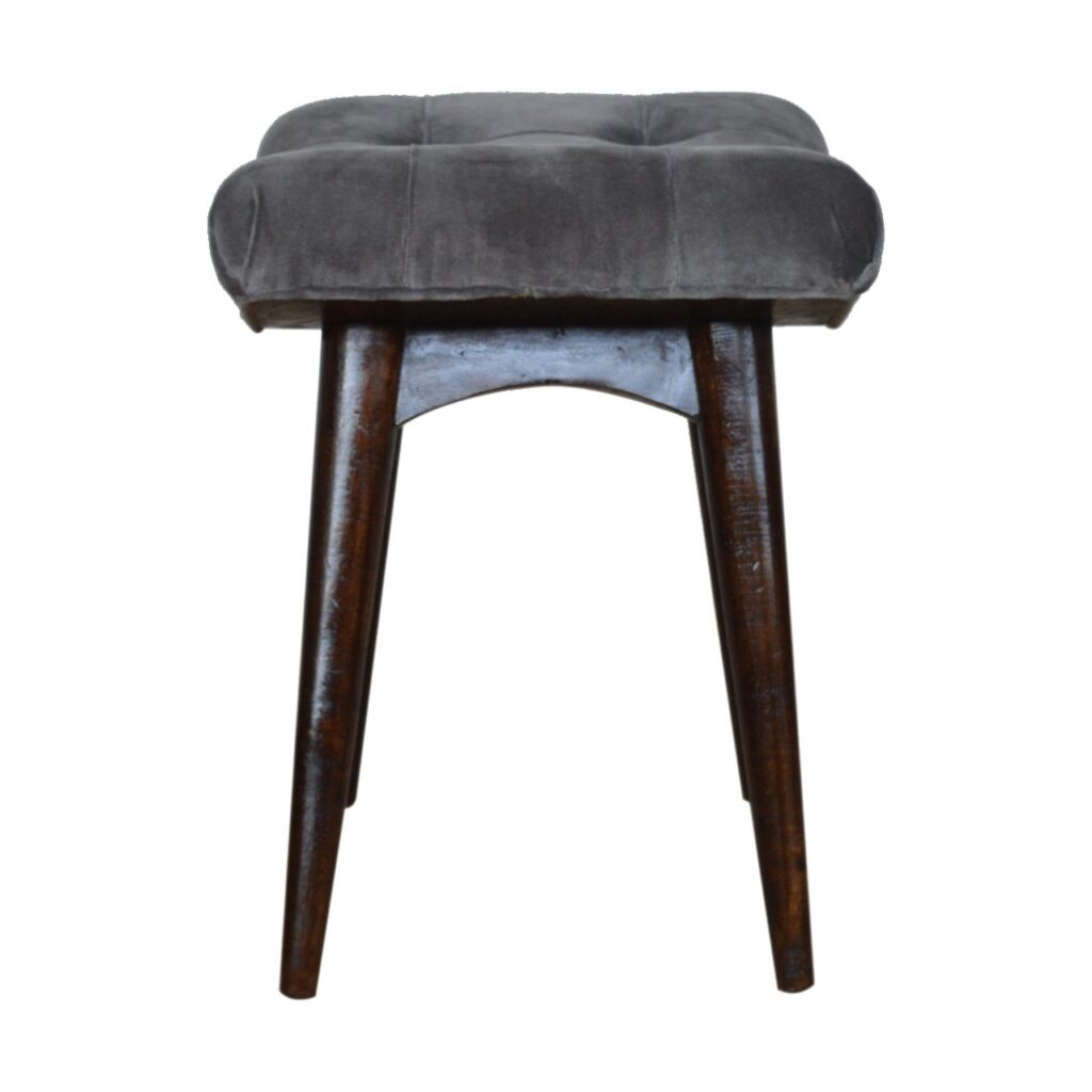 Grey Cotton Velvet Curved Bench - Image 9