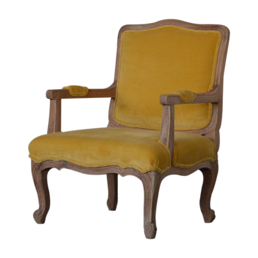 Mustard Velvet French Style Chair - Image 2