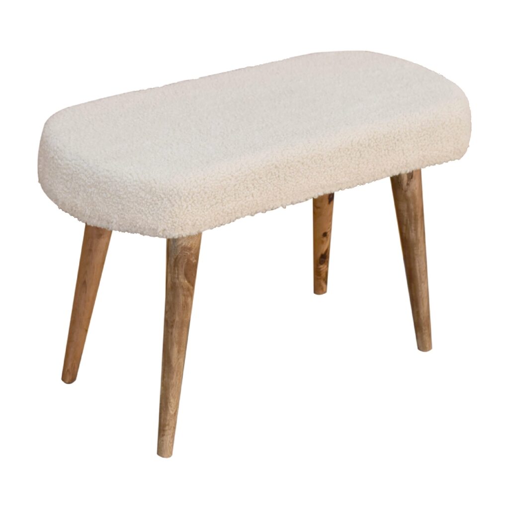 Cream Boucle Nordic Bench - Image 7