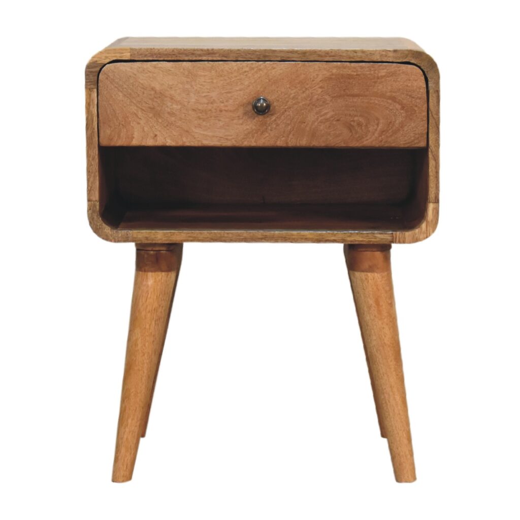 Curved Oak-ish Open Bedside - Image 2