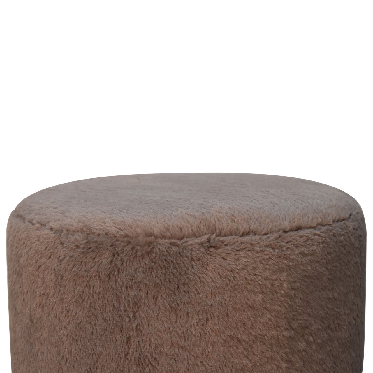 Mocha Faux Fur Round Ball Footstool - Image 6