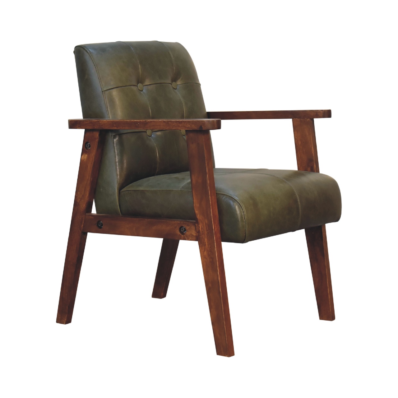 Olive Buffalo Leather Chair - Image 4