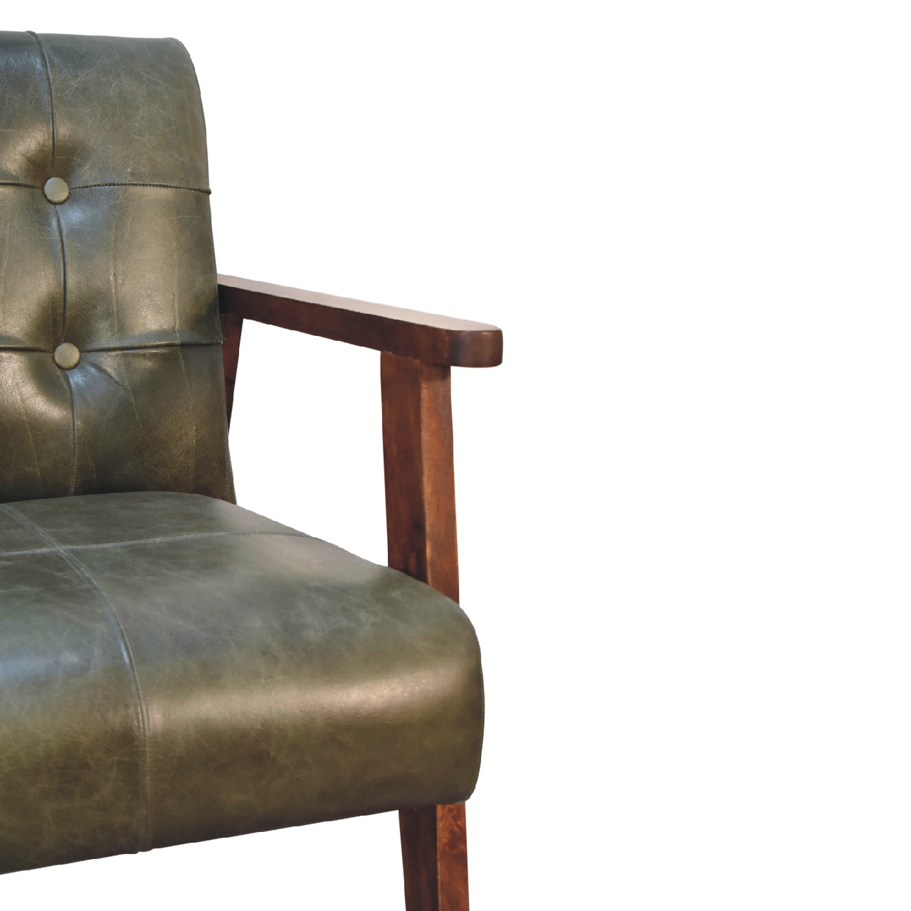 Olive Buffalo Leather Chair - Image 6