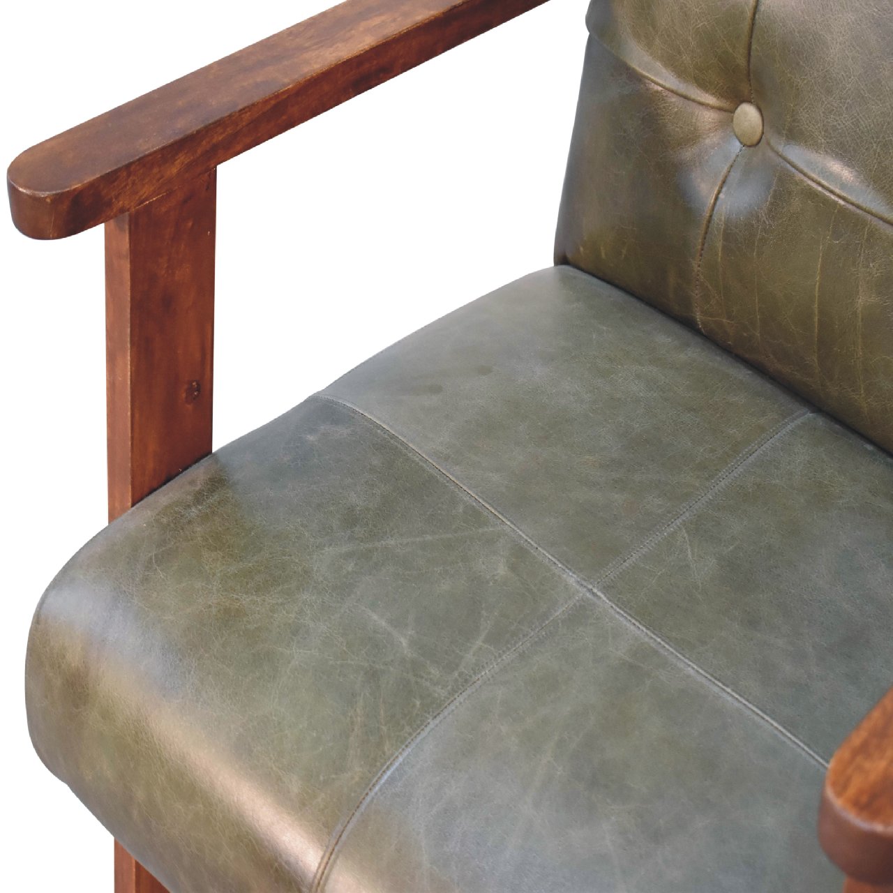 Olive Buffalo Leather Chair - Image 7