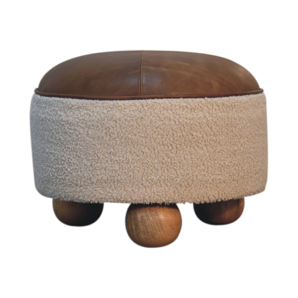Cream Boucle Buffalo Footstool - Image 2