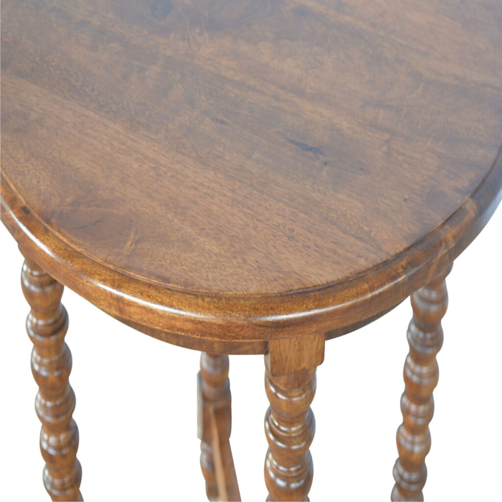 Mango Wood Small Round Tea Table - Image 4
