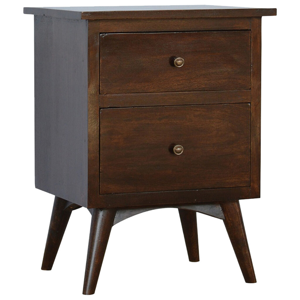 Walnut 2 Drawer Nordic Bedside - Image 3
