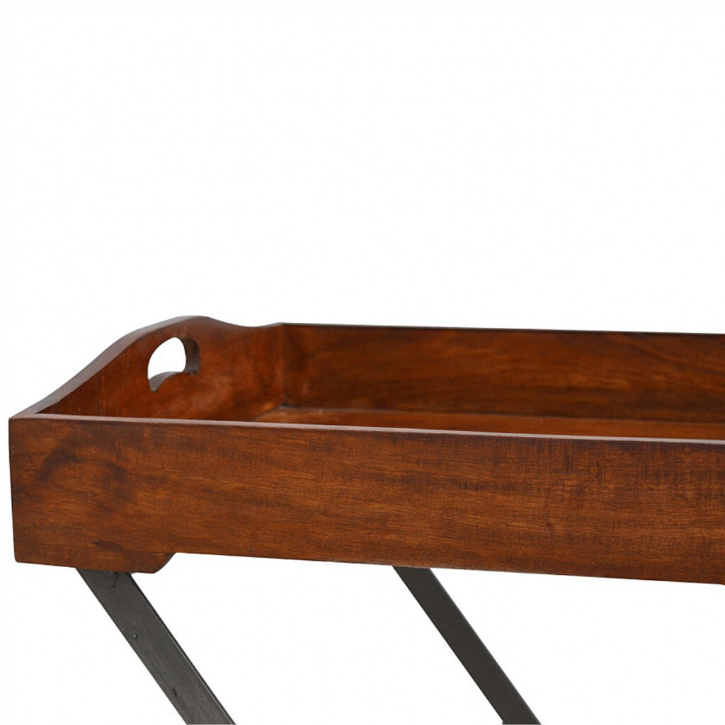 Wood Tray With Cross Iron Base - Image 5