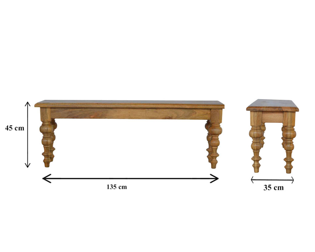 Solid Wood Bench with Turned Feet - Image 2