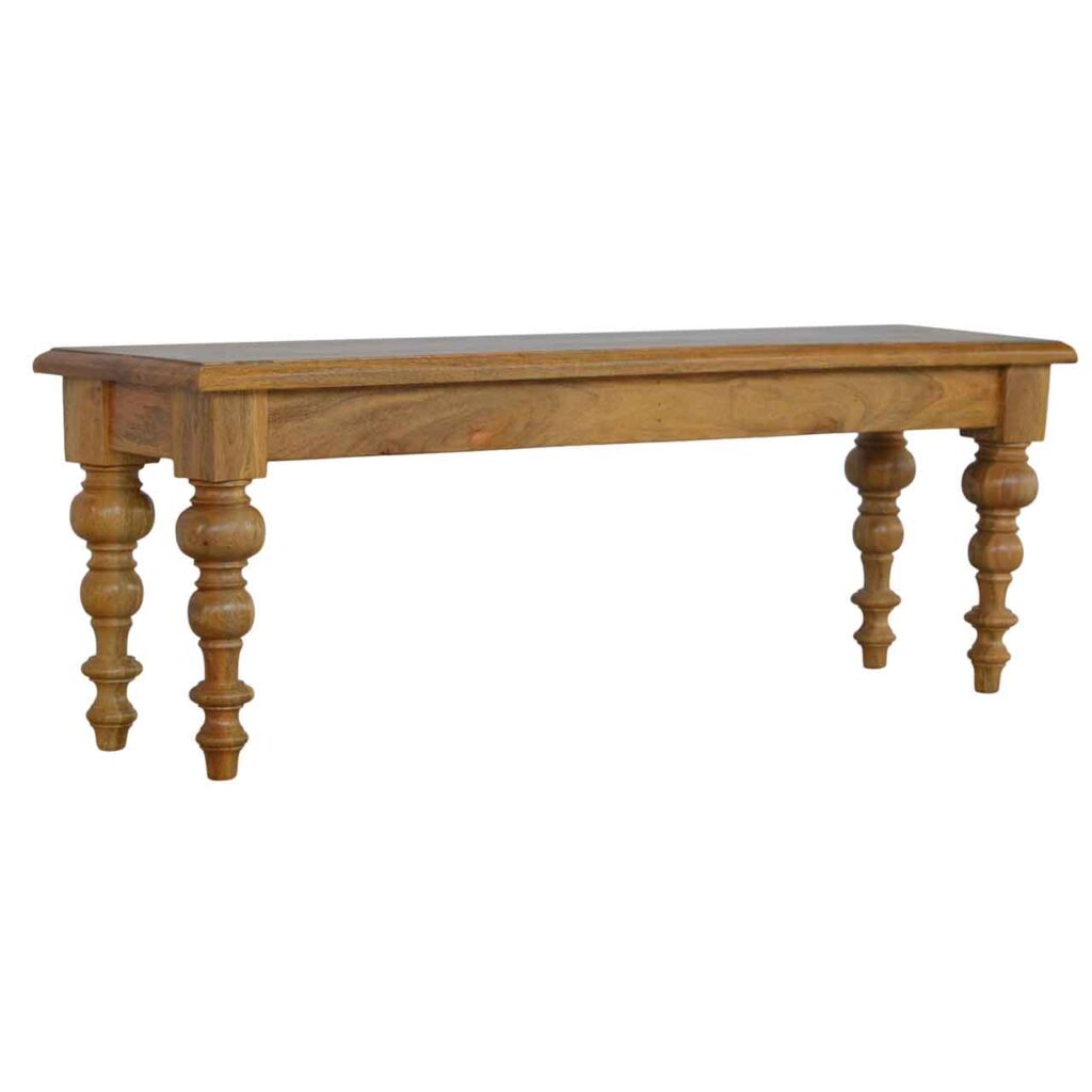 Solid Wood Bench with Turned Feet - Image 8