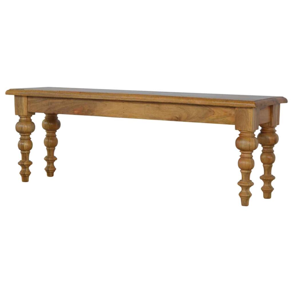 Solid Wood Bench with Turned Feet - Image 6