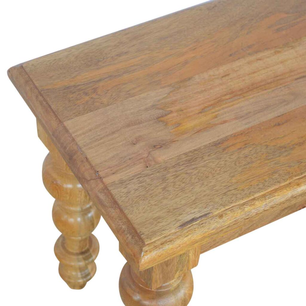 Solid Wood Bench with Turned Feet - Image 3