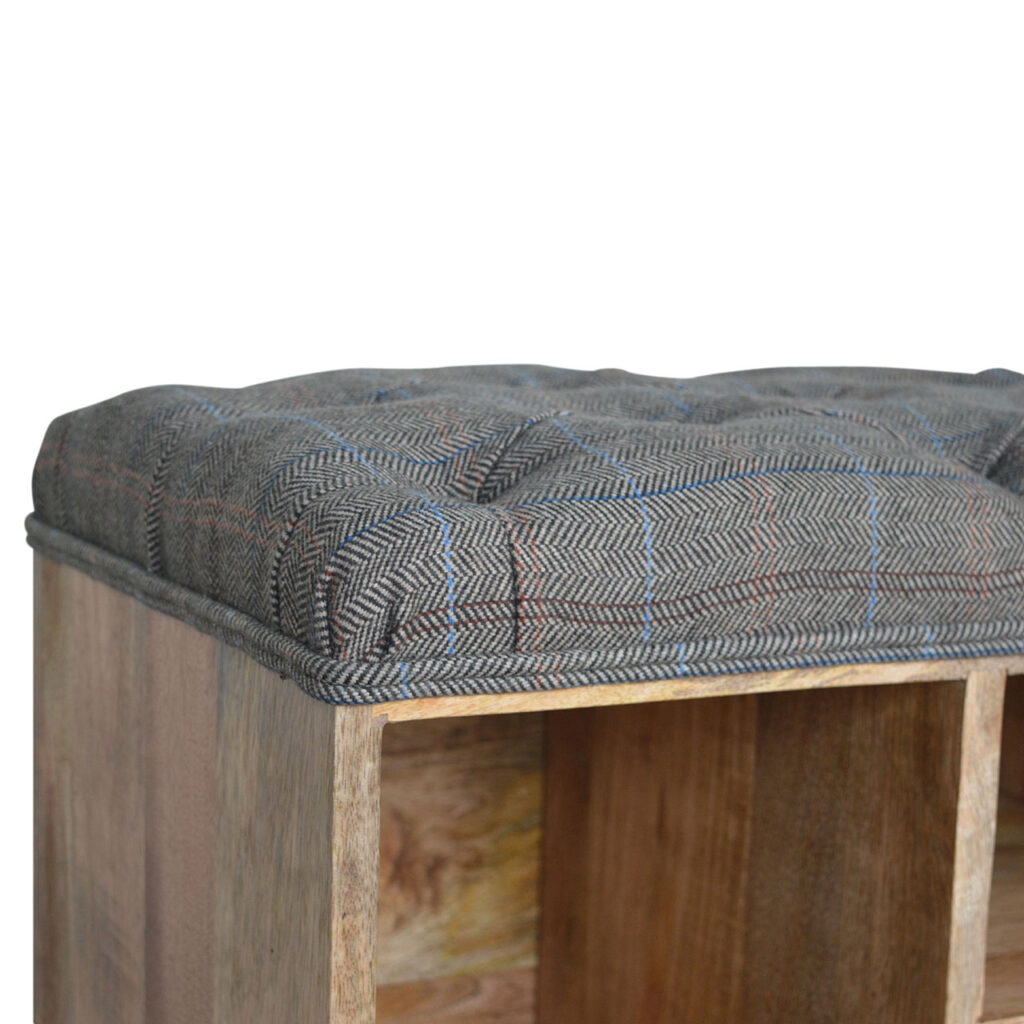 Multi Tweed Open Shoe Storage Bench - Image 8
