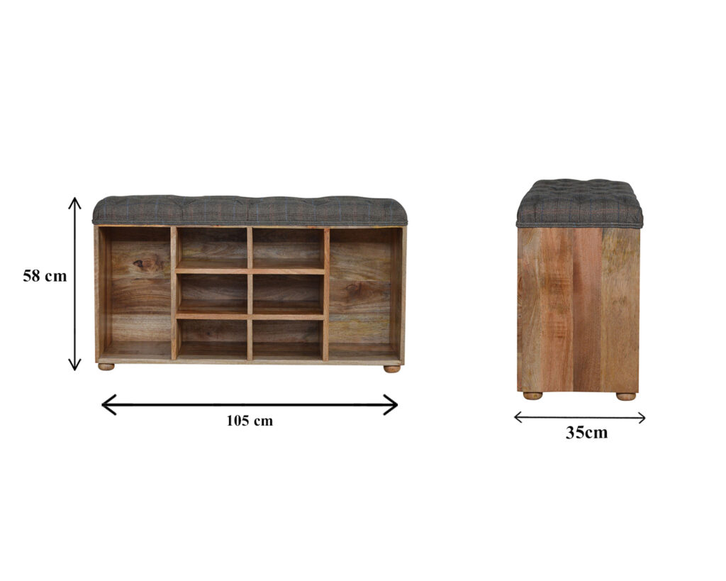 Multi Tweed Open Shoe Storage Bench - Image 7