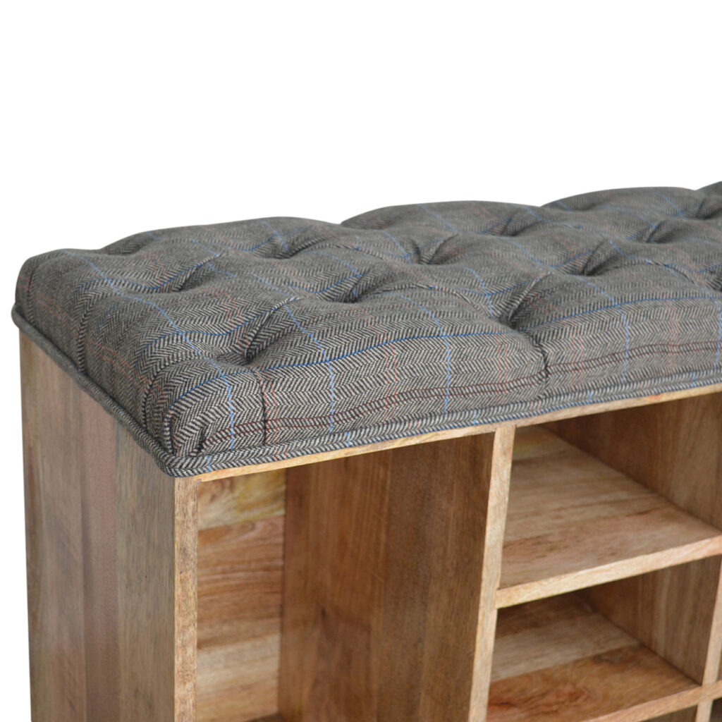 Multi Tweed Open Shoe Storage Bench - Image 5