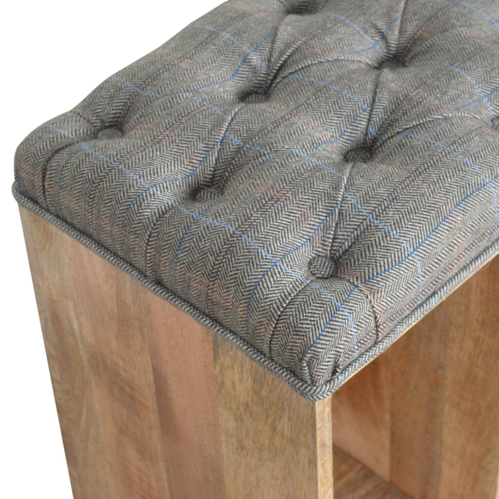 Multi Tweed Open Shoe Storage Bench - Image 6