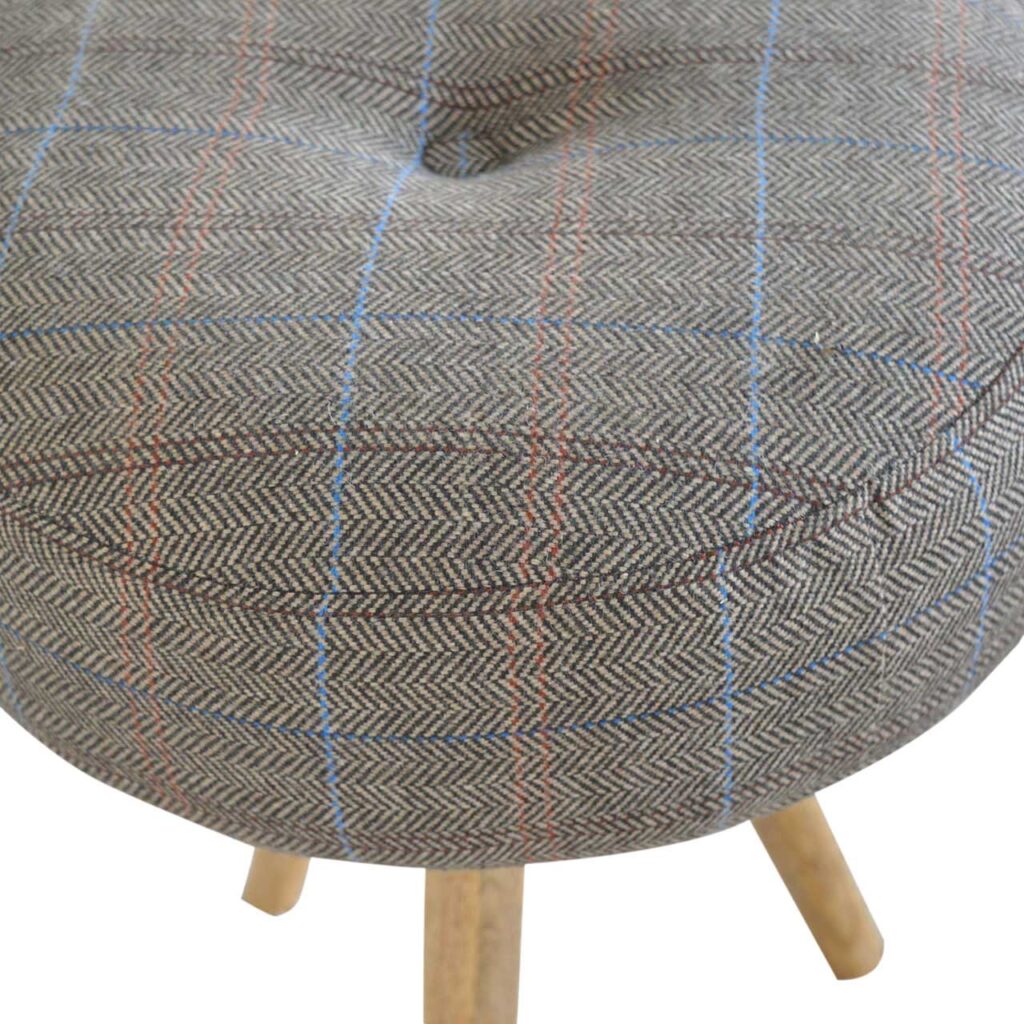 Tripod Stool with Tweed Seat Pad - Image 3