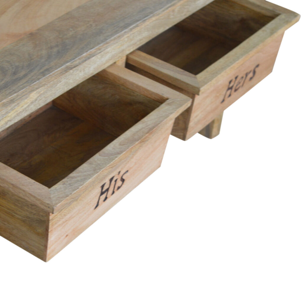 His & Hers Carved Storage Bench - Image 9