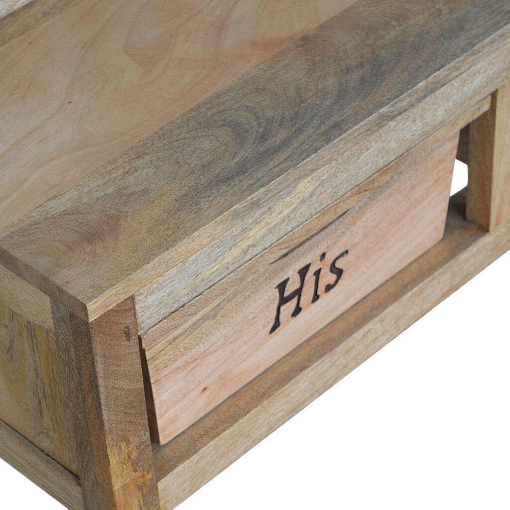 His & Hers Carved Storage Bench - Image 6