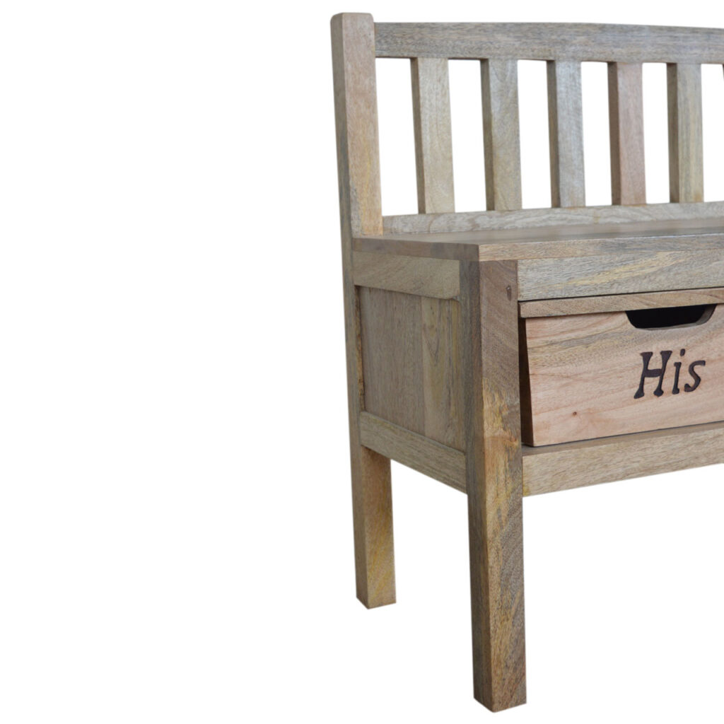 His & Hers Carved Storage Bench - Image 7