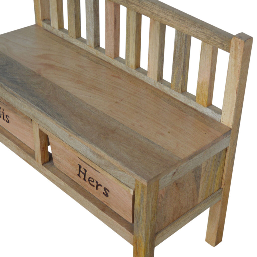 His & Hers Carved Storage Bench - Image 8