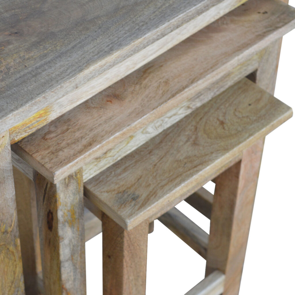 Country Solid Wood Stool Set of 3 - Image 9