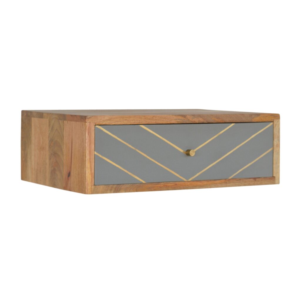 Floating Cement Brass Inlay Bedside - Image 3