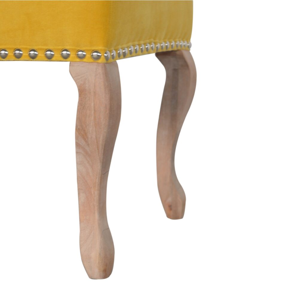 French Style Mustard Velvet Bench - Image 8