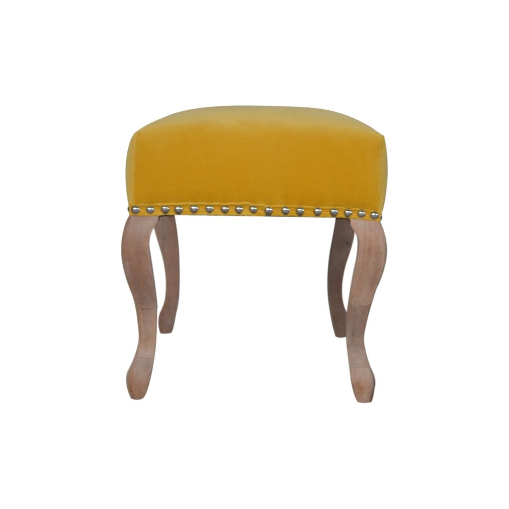 French Style Mustard Velvet Bench - Image 9