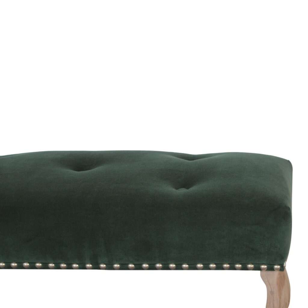 French Style Emerald Velvet Bench - Image 5