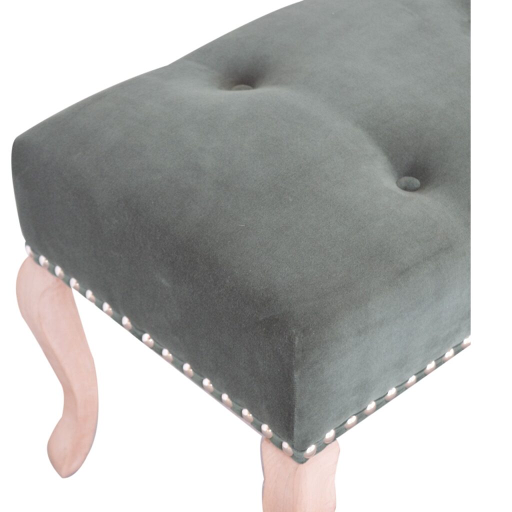French Style Emerald Velvet Bench - Image 7