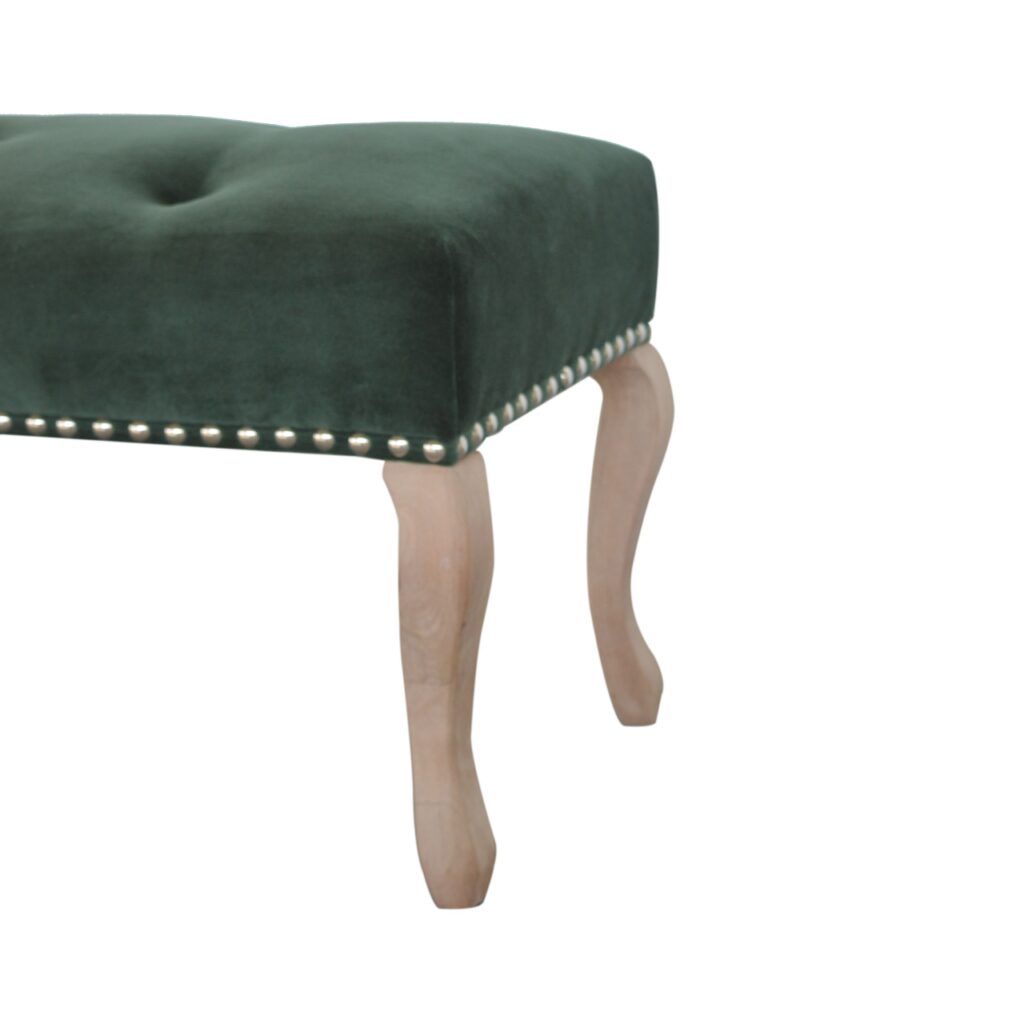 French Style Emerald Velvet Bench - Image 8