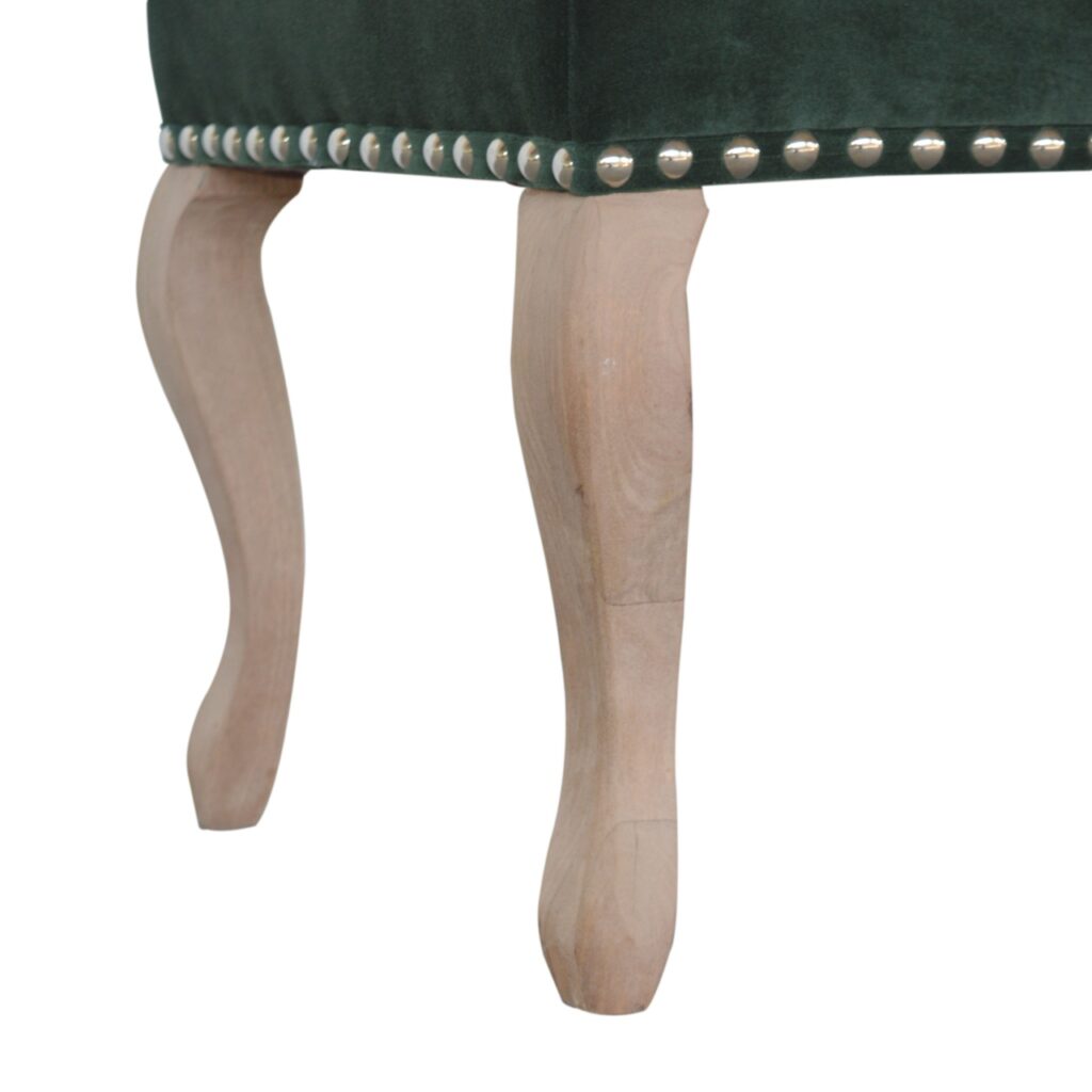 French Style Emerald Velvet Bench - Image 9
