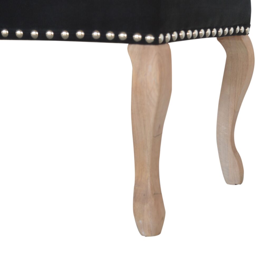 French Style Black Velvet Bench - Image 8