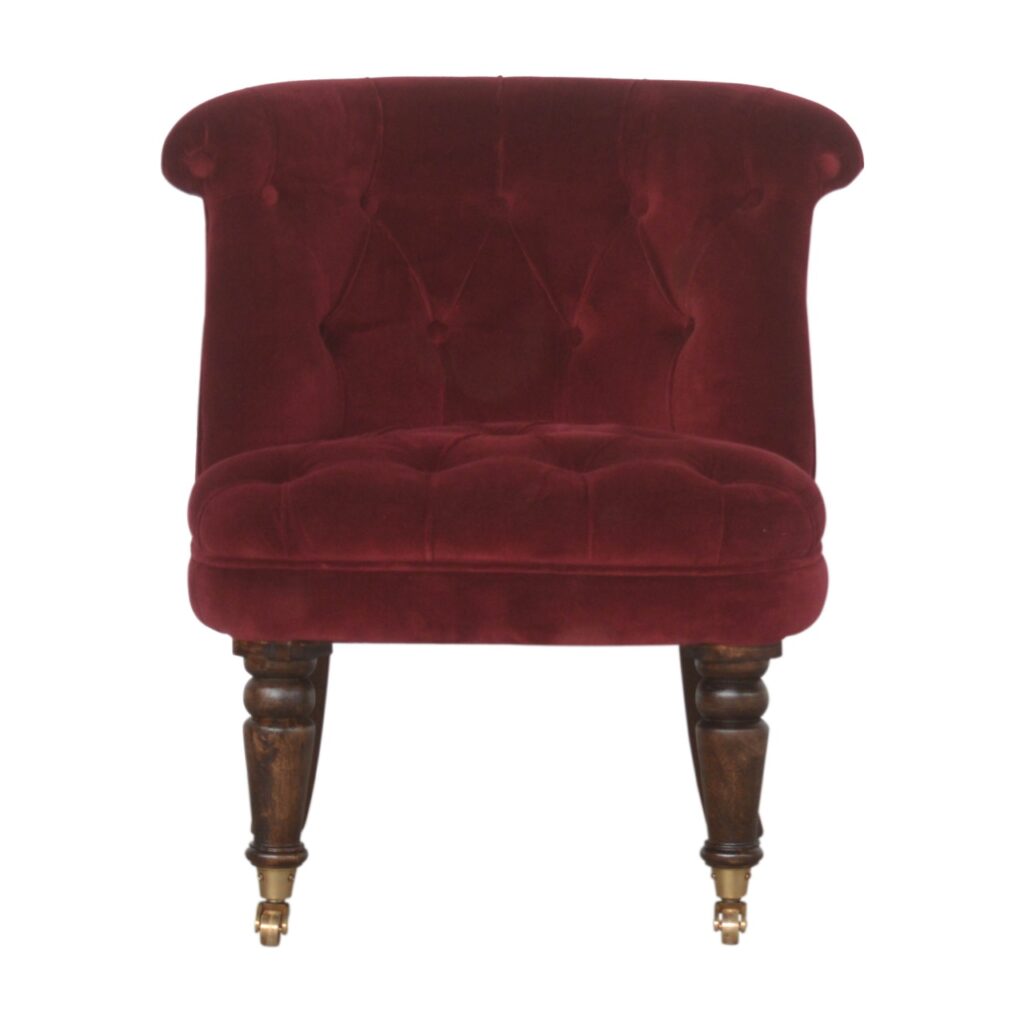 Wine Red Velvet Accent Chair - Image 2